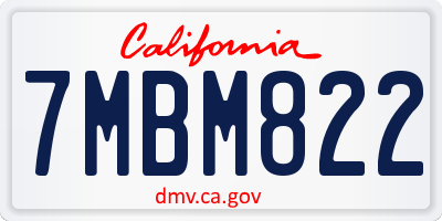 CA license plate 7MBM822
