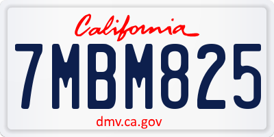 CA license plate 7MBM825