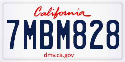 CA license plate 7MBM828