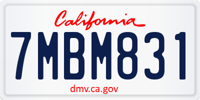 CA license plate 7MBM831