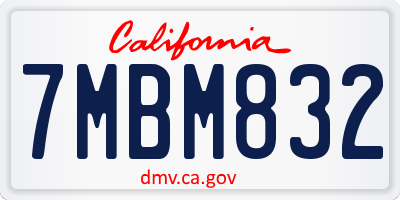CA license plate 7MBM832