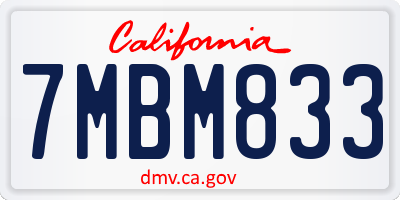 CA license plate 7MBM833