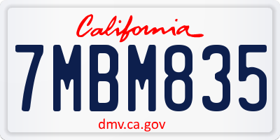 CA license plate 7MBM835