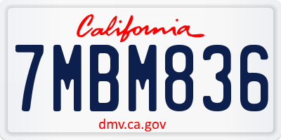 CA license plate 7MBM836