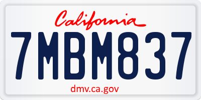 CA license plate 7MBM837