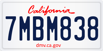 CA license plate 7MBM838