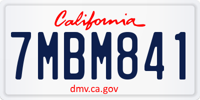 CA license plate 7MBM841