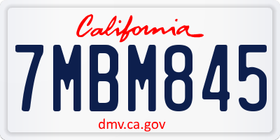 CA license plate 7MBM845