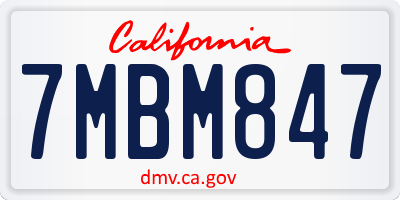 CA license plate 7MBM847