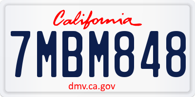 CA license plate 7MBM848