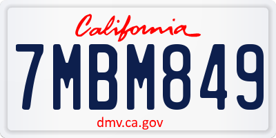 CA license plate 7MBM849