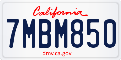 CA license plate 7MBM850