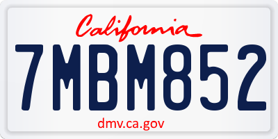 CA license plate 7MBM852