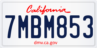 CA license plate 7MBM853