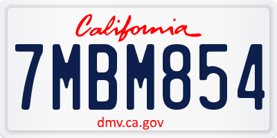 CA license plate 7MBM854
