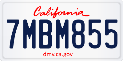 CA license plate 7MBM855