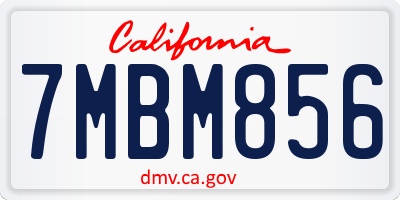 CA license plate 7MBM856