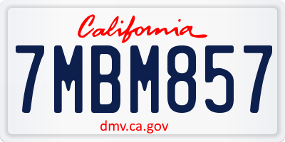 CA license plate 7MBM857