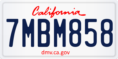 CA license plate 7MBM858