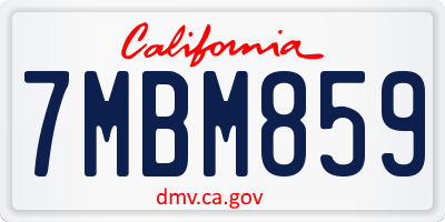 CA license plate 7MBM859