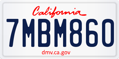 CA license plate 7MBM860