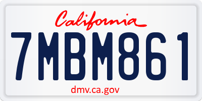 CA license plate 7MBM861