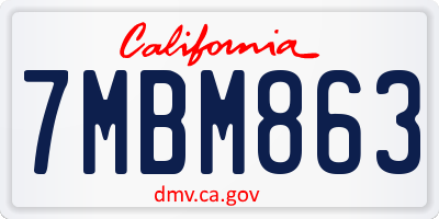 CA license plate 7MBM863