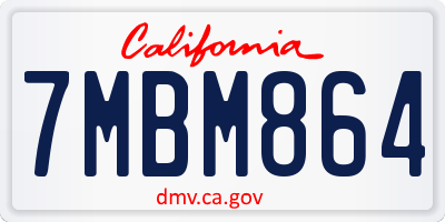 CA license plate 7MBM864