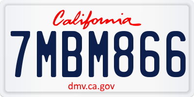 CA license plate 7MBM866