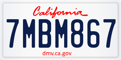CA license plate 7MBM867