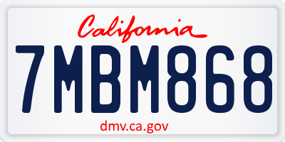 CA license plate 7MBM868