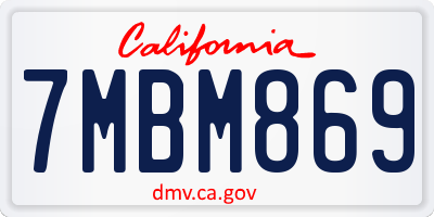 CA license plate 7MBM869
