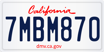 CA license plate 7MBM870