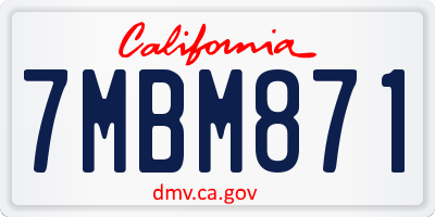 CA license plate 7MBM871