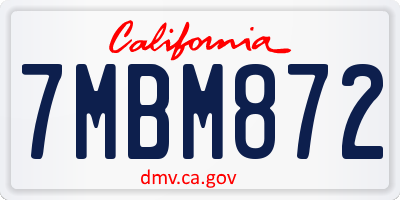 CA license plate 7MBM872