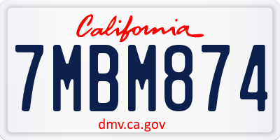 CA license plate 7MBM874