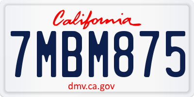 CA license plate 7MBM875