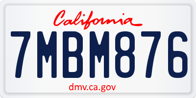 CA license plate 7MBM876