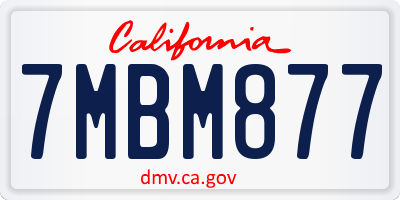 CA license plate 7MBM877