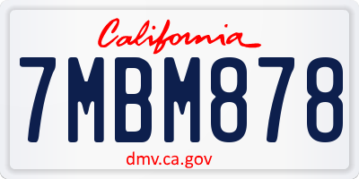 CA license plate 7MBM878