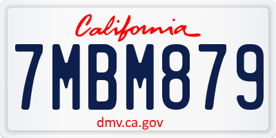 CA license plate 7MBM879