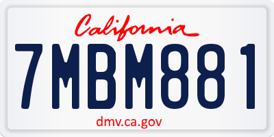 CA license plate 7MBM881