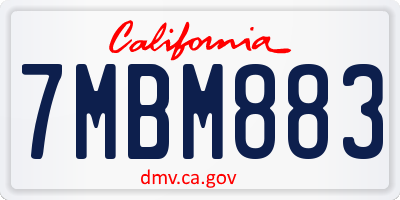 CA license plate 7MBM883