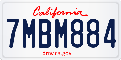 CA license plate 7MBM884
