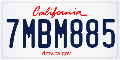 CA license plate 7MBM885