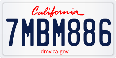 CA license plate 7MBM886