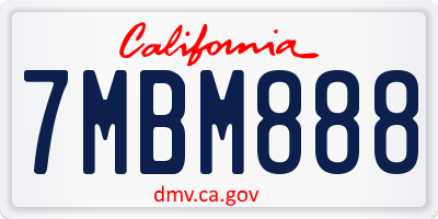 CA license plate 7MBM888