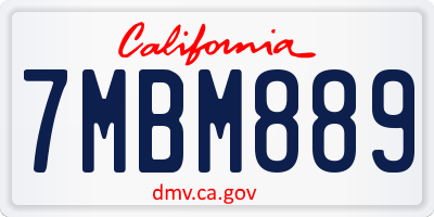 CA license plate 7MBM889