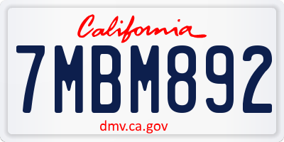 CA license plate 7MBM892