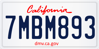 CA license plate 7MBM893